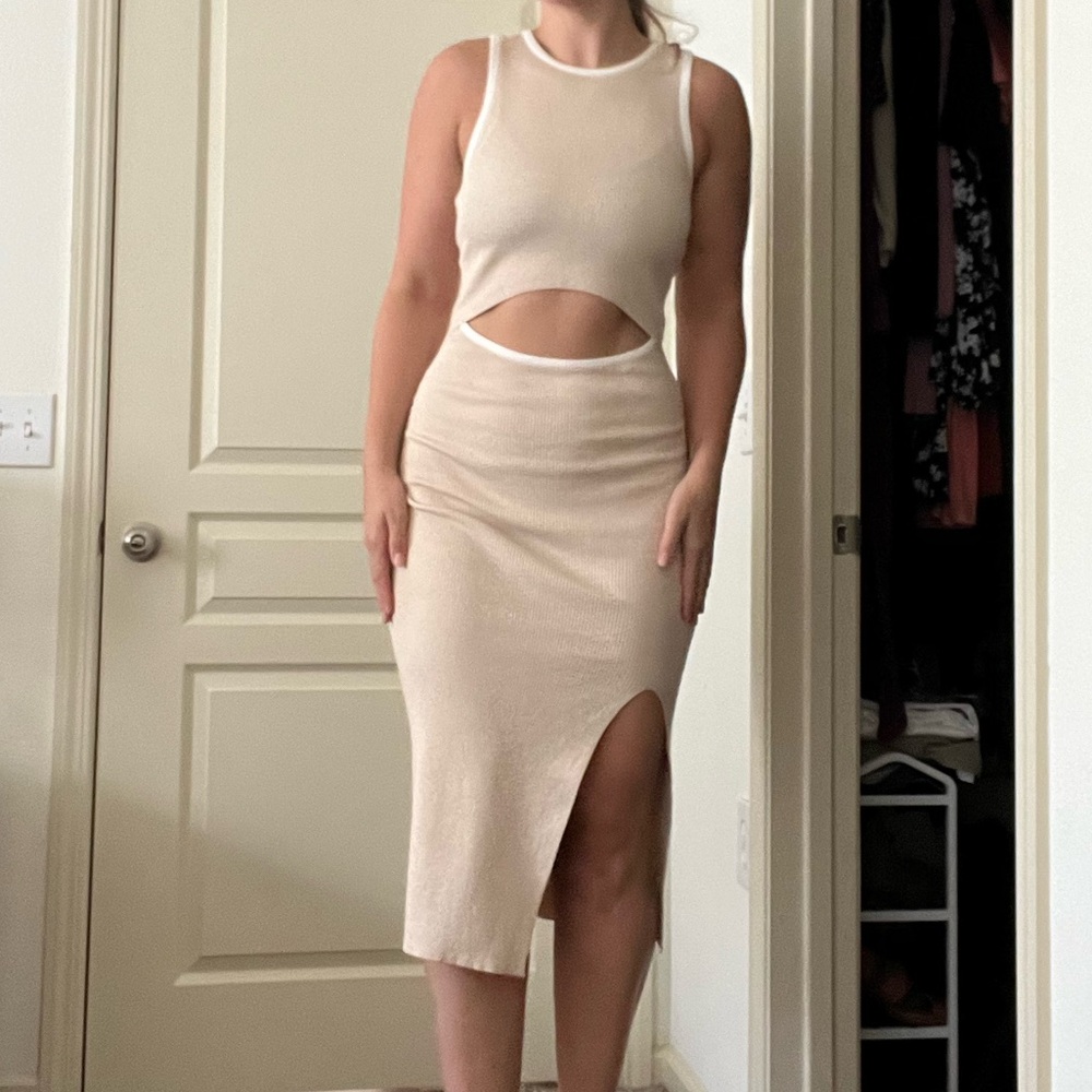 Elegant Cream Midi Dress